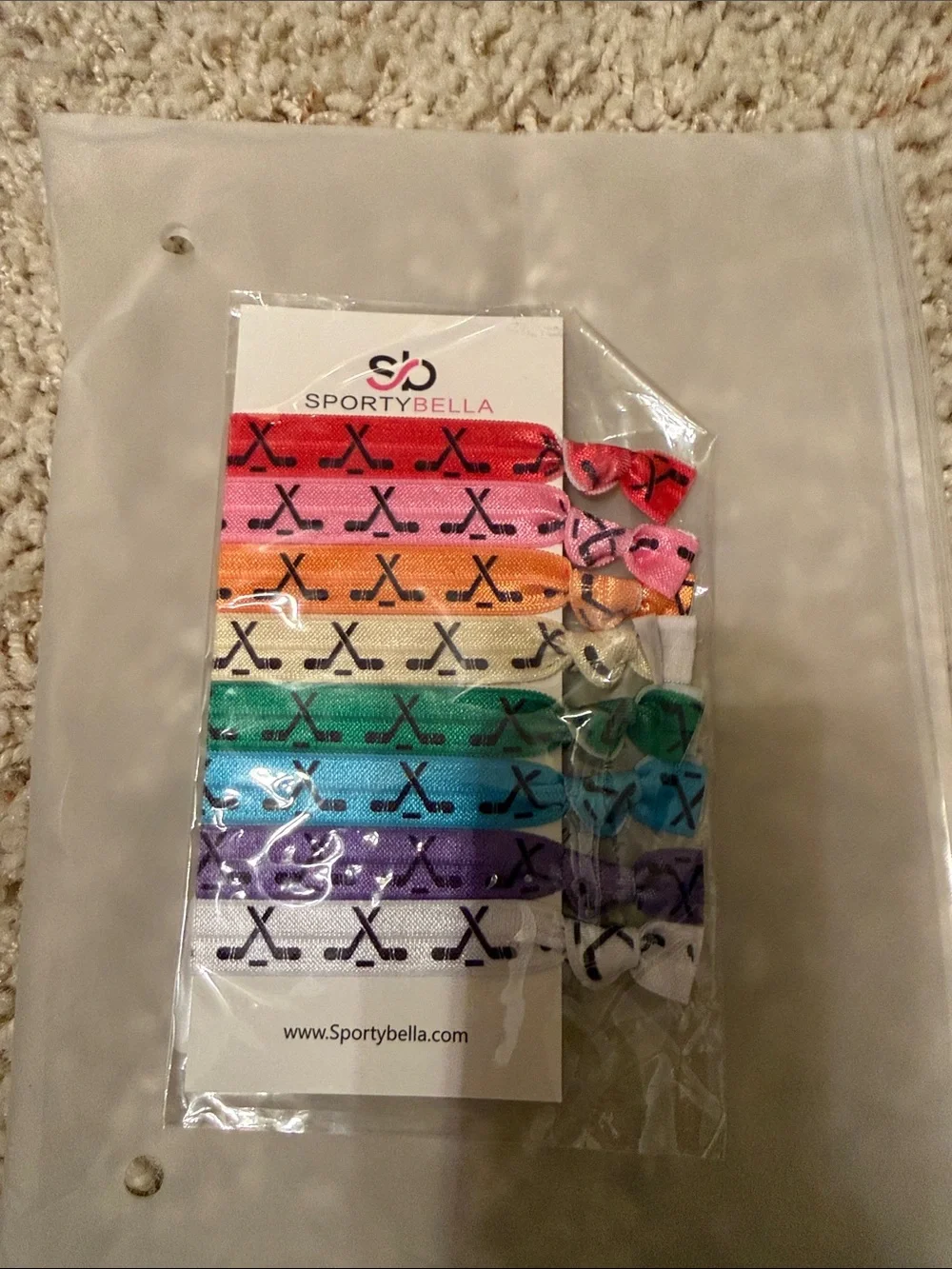 SportyBella Rainbow Hockey Crossed Sticks Hair Ties